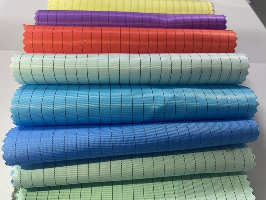 110gsm 5mm 줄무늬 디자인 산업 의복 만들기를 위한 정전기 방지 ESD 정전기 방지 길쌈된 직물
